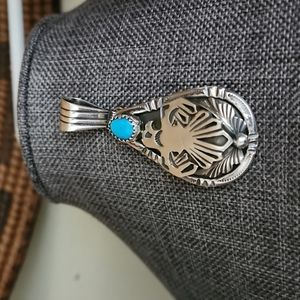 NWOT Native American Navajo Thunderbird Turquoise Pendant 💙